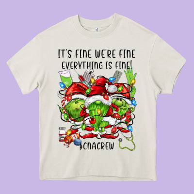 Its Fine Were Fine Everything Is Fine Cnacrew Heavy Core Tee Designed By Fadigitalartstudio