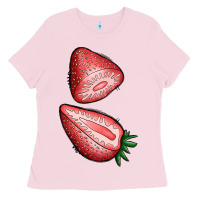 Bubblegum Pink strawberries 1 Ladies Tee - BundleAndBundleShop