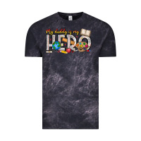 Cloud Black My Daddy is my Hero Teacher Vintage Tee - CowhideDigitalArt