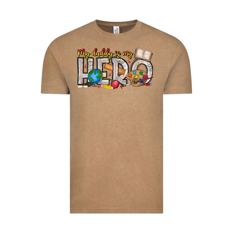 My Daddy Is My Hero Teacher Vintage Tee by CowhideDigitalArt | Teevron