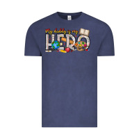 Vintage Denim My Daddy is my Hero Teacher Vintage Tee - CowhideDigitalArt