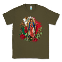 Army Green Our Lady Of Guadalupe Mexican Flag Cactus Roses Classic Tee - FaDigitalArtStudio