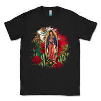 Black Our Lady Of Guadalupe Mexican Flag Cactus Roses Classic Tee - FaDigitalArtStudio