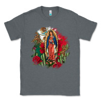 Charcoal Heather Our Lady Of Guadalupe Mexican Flag Cactus Roses Classic Tee - FaDigitalArtStudio