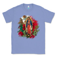 Colony Blue Our Lady Of Guadalupe Mexican Flag Cactus Roses Classic Tee - FaDigitalArtStudio