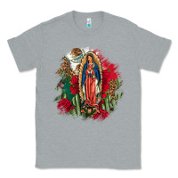 Heather Grey Our Lady Of Guadalupe Mexican Flag Cactus Roses Classic Tee - FaDigitalArtStudio