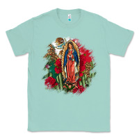 Seafoam Our Lady Of Guadalupe Mexican Flag Cactus Roses Classic Tee - FaDigitalArtStudio