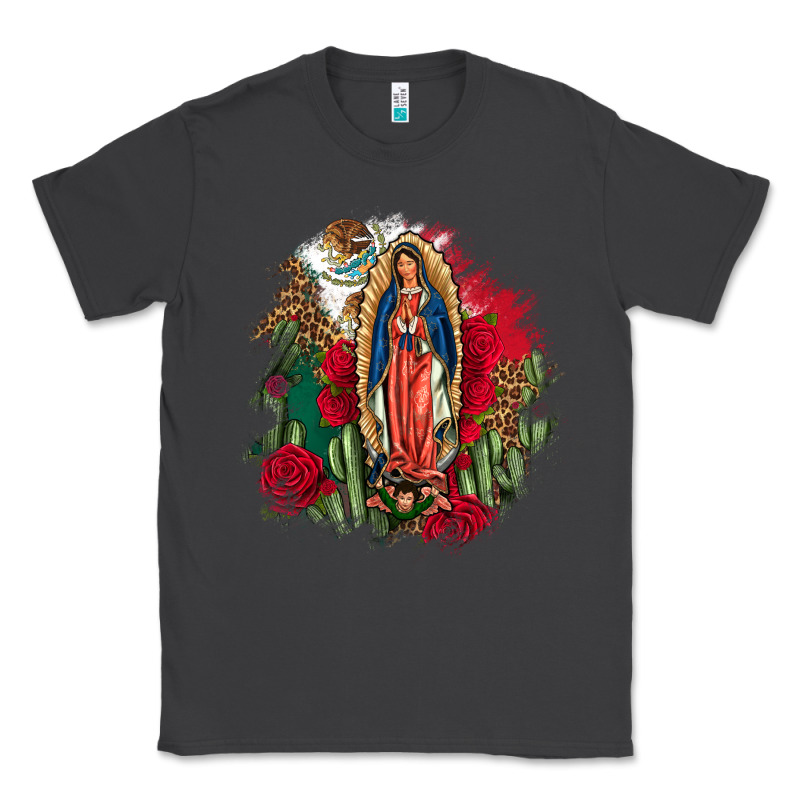 Our Lady Of Guadalupe Mexican Flag Cactus Roses Classic Tee by FaDigitalArtStudio | Teevron