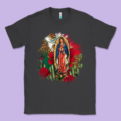 Our Lady Of Guadalupe Mexican Flag Cactus Roses Classic Tee Designed By Fadigitalartstudio