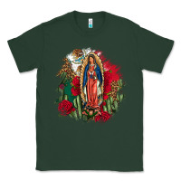 Sports Green Our Lady Of Guadalupe Mexican Flag Cactus Roses Classic Tee - FaDigitalArtStudio