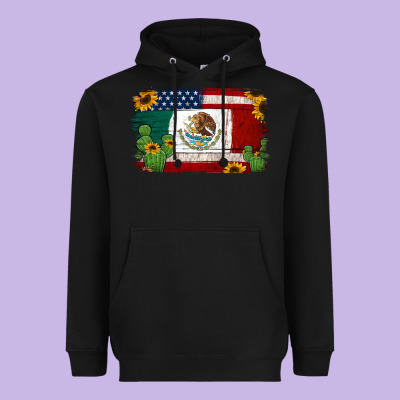 Mexican American Flag Background Heavyweight Hoodie Designed By Jasminsmagicworld