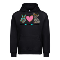 Black peace love frenchie Urban Hoodie - RanaPortraitStore
