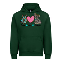 Forest Green peace love frenchie Urban Hoodie - RanaPortraitStore