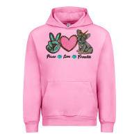 Fuchsia Pink peace love frenchie Urban Hoodie - RanaPortraitStore