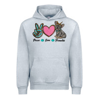 Heather Grey peace love frenchie Urban Hoodie - RanaPortraitStore