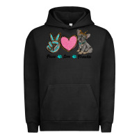 Pigment Black peace love frenchie Urban Hoodie - RanaPortraitStore