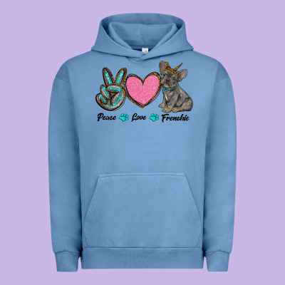 Peace Love Frenchie Urban Hoodie Designed By Ranaportraitstore