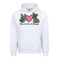 White peace love frenchie Urban Hoodie - RanaPortraitStore