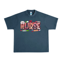 Midnight Navy Nurse Valentine Urban Heavy Tee - CowhideDigitalArt