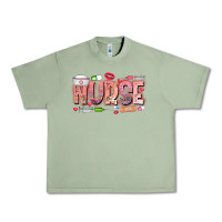 Oil Green Nurse Valentine Urban Heavy Tee - CowhideDigitalArt