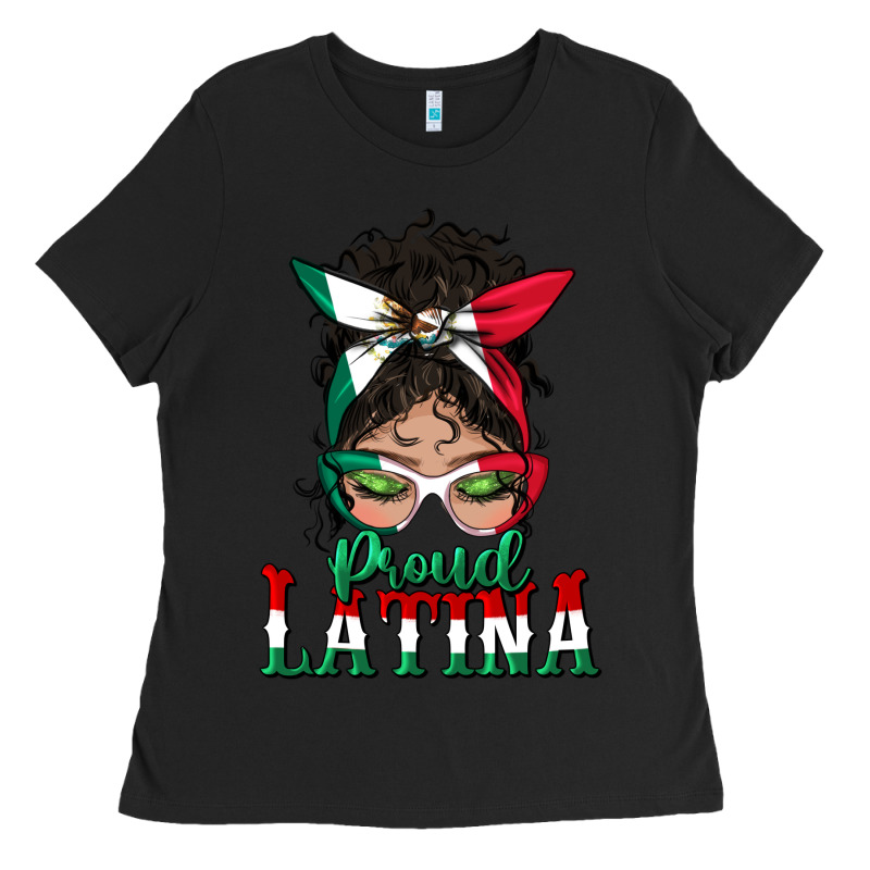 Proud Latina Messy Bun Mama Ladies Tee by BundleAndBundleShop | Teevron