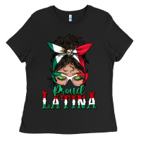 Black proud latina messy bun mama Ladies Tee - BundleAndBundleShop