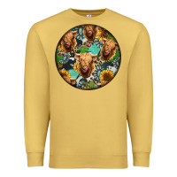 Antique Gold Highland Cow Pattern Premium Sweatshirt - Jasminsmagicworld