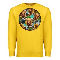 Lemon Highland Cow Pattern Premium Sweatshirt - Jasminsmagicworld