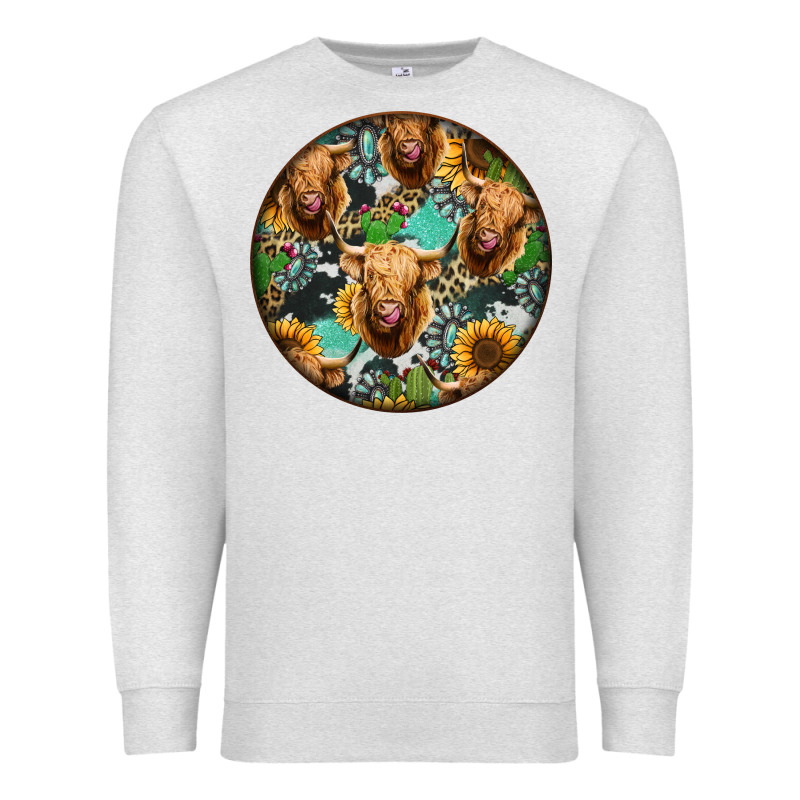 Highland Cow Pattern Premium Sweatshirt by Jasminsmagicworld | Teevron