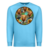 Ocean Blue Highland Cow Pattern Premium Sweatshirt - Jasminsmagicworld