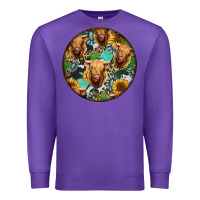 Purple Highland Cow Pattern Premium Sweatshirt - Jasminsmagicworld