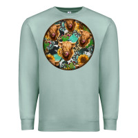 Seafoam Highland Cow Pattern Premium Sweatshirt - Jasminsmagicworld