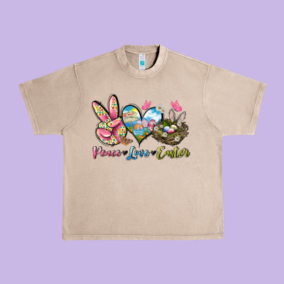 Peace Love Easter Urban Heavy Tee Designed By Lillyallendesigns