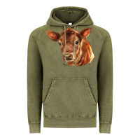 Vintage Olive red angus calf face Vintage Hoodie - LillyAllenDesigns