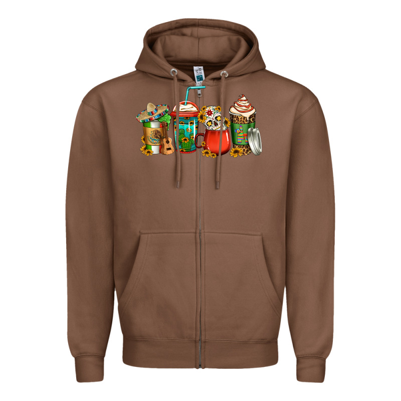 Mexican Coffee Cups Zipper Hoodie by Jasminsmagicworld | Teevron