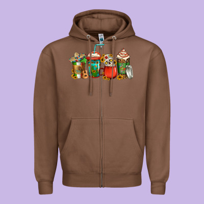 Mexican Coffee Cups Zipper Hoodie Designed By Jasminsmagicworld
