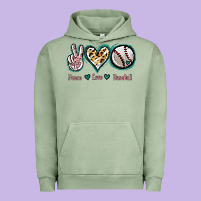 Peace Love Baseball Urban Hoodie Designed By Jasminsmagicworld