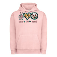 Pigment Salmon Peace Love Baseball Urban Hoodie - Jasminsmagicworld