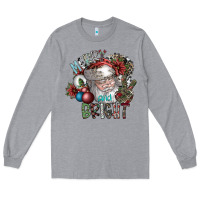 Heather Grey merry and bright Long Sleeve Tee - SublimationCraftShop