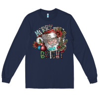 Navy merry and bright Long Sleeve Tee - SublimationCraftShop