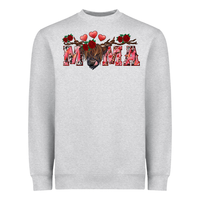 Valentine's Day Mama Black Highland Cow Heavyweight Sweatshirt by RanaPortraitStore | Teevron