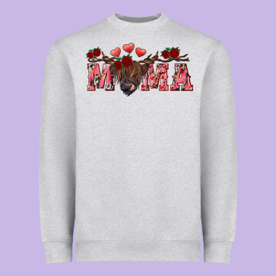 Valentine's Day Mama Black Highland Cow Heavyweight Sweatshirt Designed By Ranaportraitstore