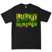 Black Lucky and blessed St. Patricks Day Premium Tee - FaDigitalArtStudio