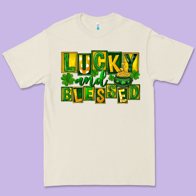 Lucky And Blessed St. Patricks Day Premium Tee Designed By Fadigitalartstudio