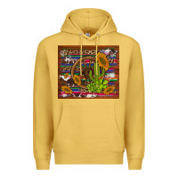 Antique Gold cactus and sunflowers with old wheel serape leopard cowhide background Premium Hoodie - Artiststas