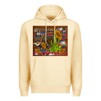 Pina Colada cactus and sunflowers with old wheel serape leopard cowhide background Premium Hoodie - Artiststas