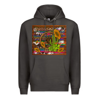 Smoke cactus and sunflowers with old wheel serape leopard cowhide background Premium Hoodie - Artiststas