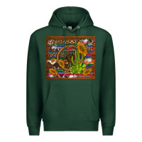 Sports Green cactus and sunflowers with old wheel serape leopard cowhide background Premium Hoodie - Artiststas