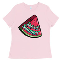 Bubblegum Pink sweet summer watermelon 1 Ladies Tee - BundleAndBundleShop