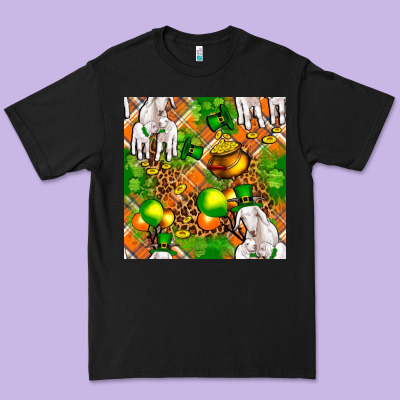 St. Patrick's Goat Family With Balloons Seamless Premium Tee Designed By Fadigitalartstudio